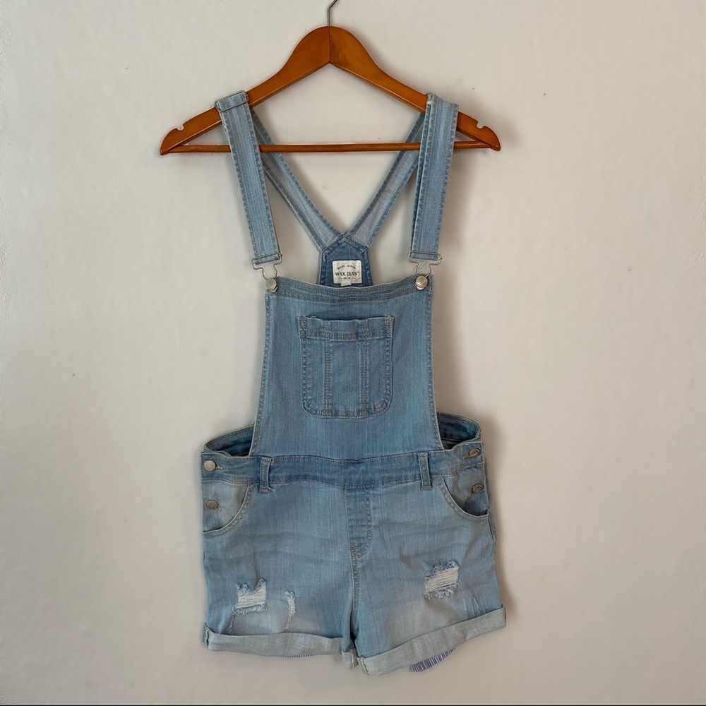 Light washed Wax Jean short overall